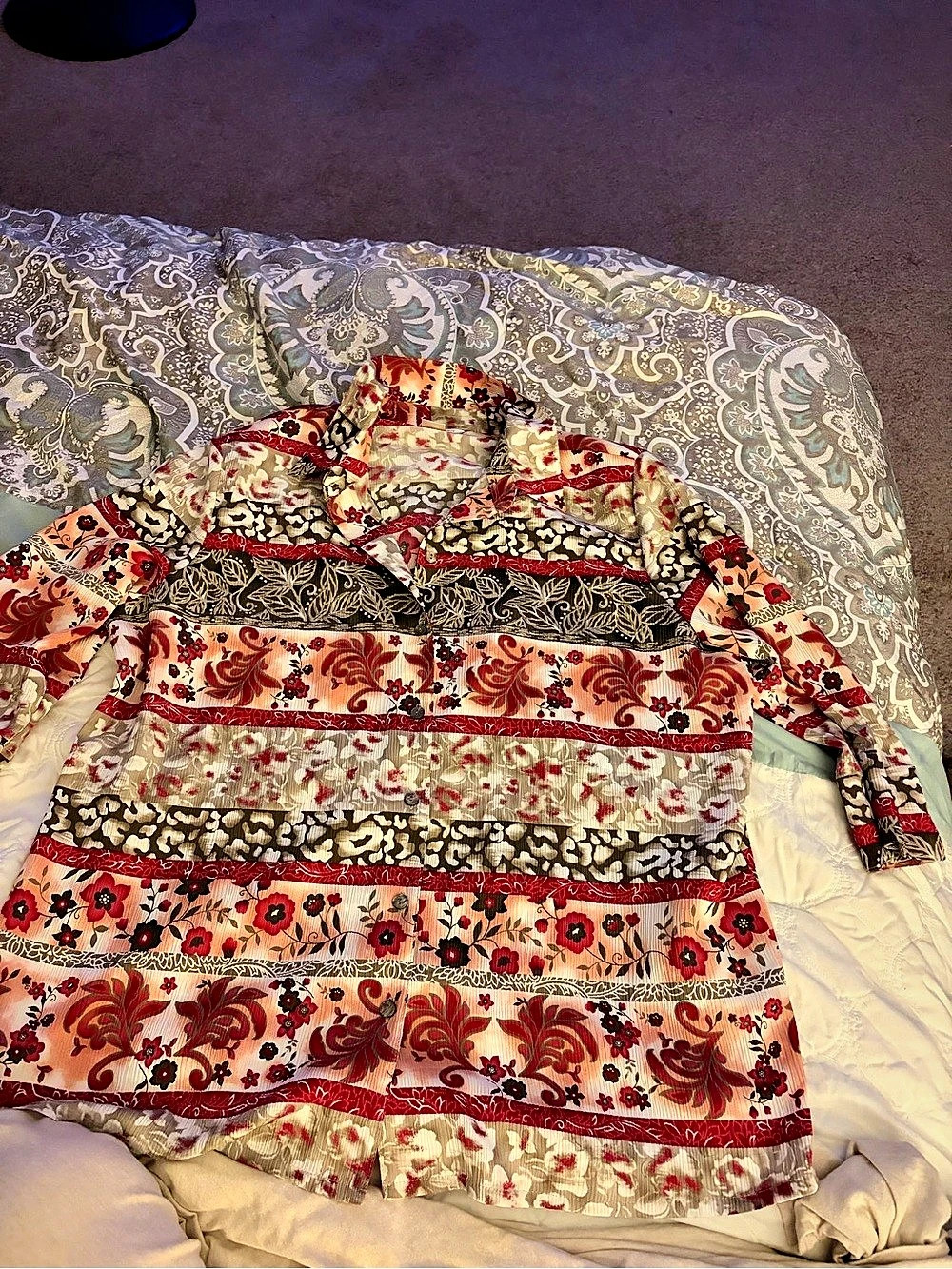 Allison Daley Floral Blouse Pink & Red Size 18